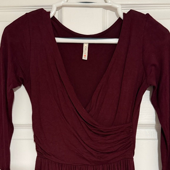 Gilli Deep Burgundy Long Sleeve Dress - Picture 2 of 3